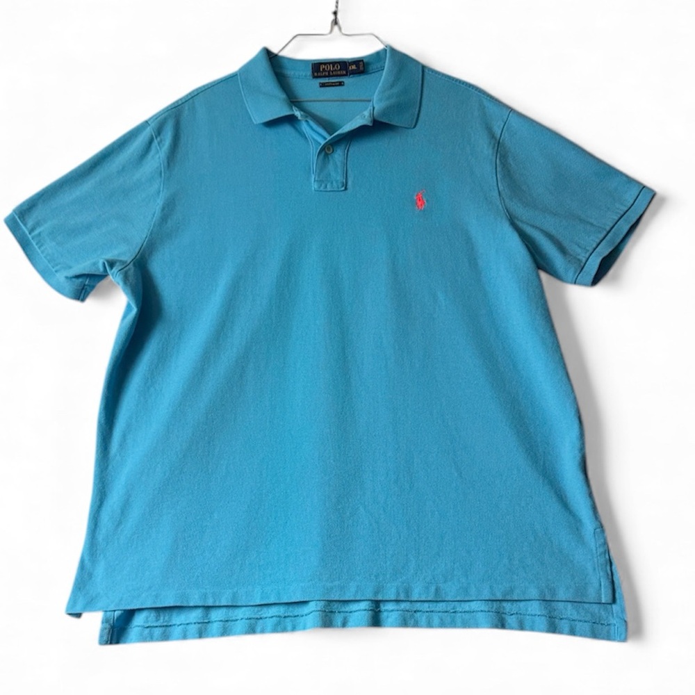 Vintage Polo by Ralph Lauren Men's Aqua Polo Shirt